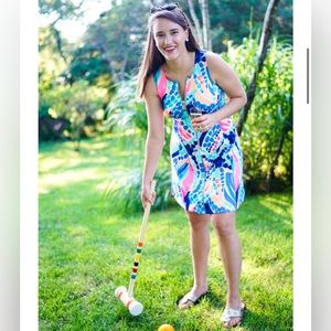 Lilly Pulitzer Sally Scuba Fit & Flare Dress Multi Ocean Jewels